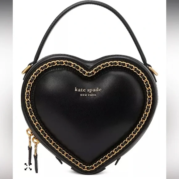 Kate Spade Amour Smooth Leather 3D Heart Crossbody Bag with Gold Chain Accent - Picture 1 of 16